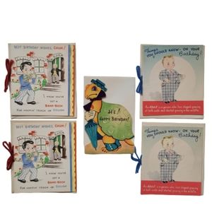 Vintage 1940s Stanley Assorted Boys Birthday Cards & Envelopes Lot of 5
